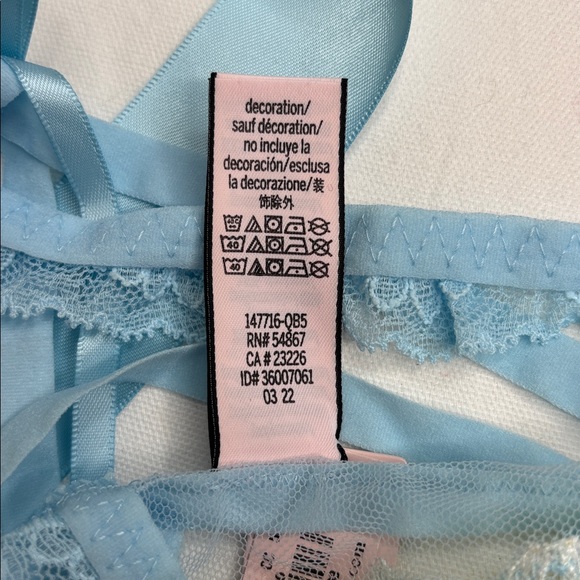 Victoria Secret Lingerie Teddy OnePiece Bodysuit Blue Yellow Floral Lemons Sheer - Picture 16 of 16